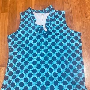 Lulu-B Teal and Navy Patterned Top